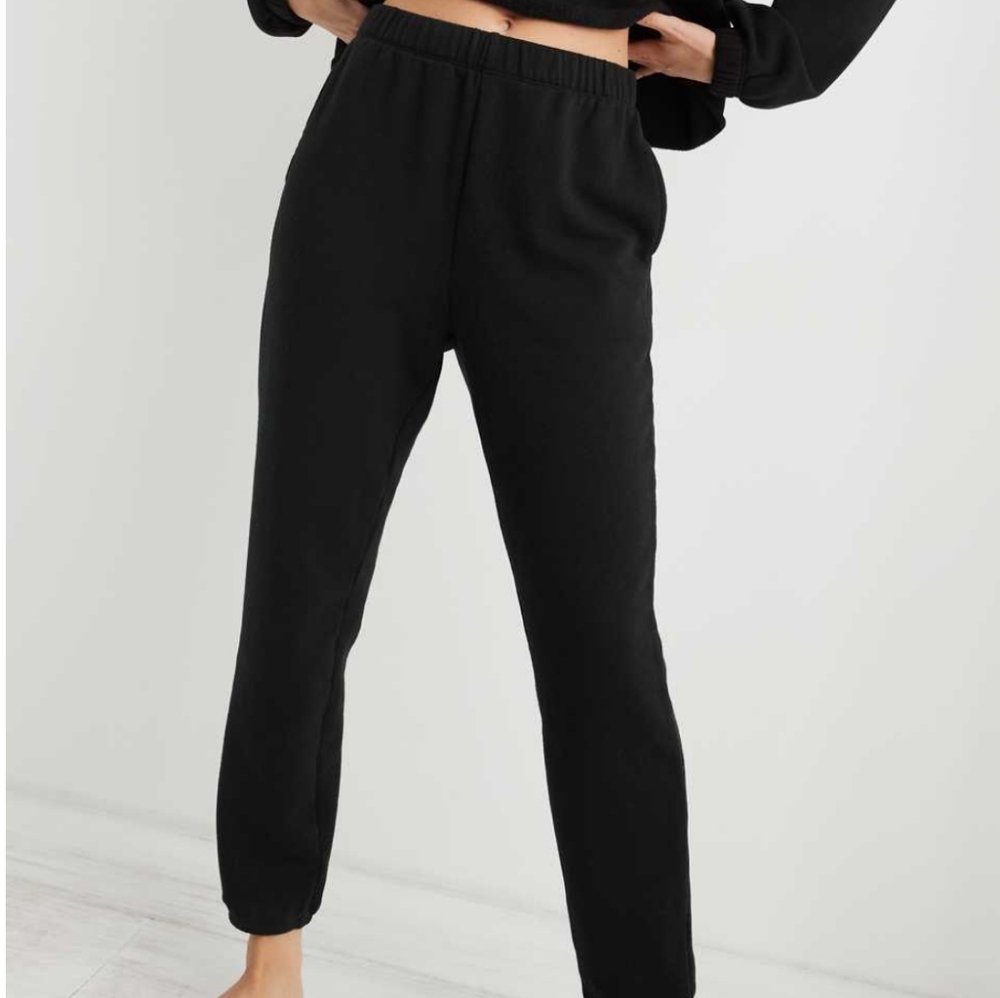 Aerie Fleece Of Mind Jogger Size L Black